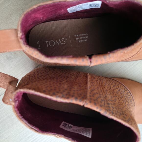 Toms Tan Oiled Nubuck Cheetah Suede Leilani Booties Women Sz 7.5 US - Picture 6 of 12